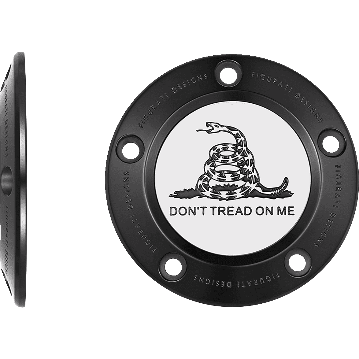 FIGURATI DESIGNS Timing Cover 5 Hole Don't Tread on Me Black FD40TC5HBLK