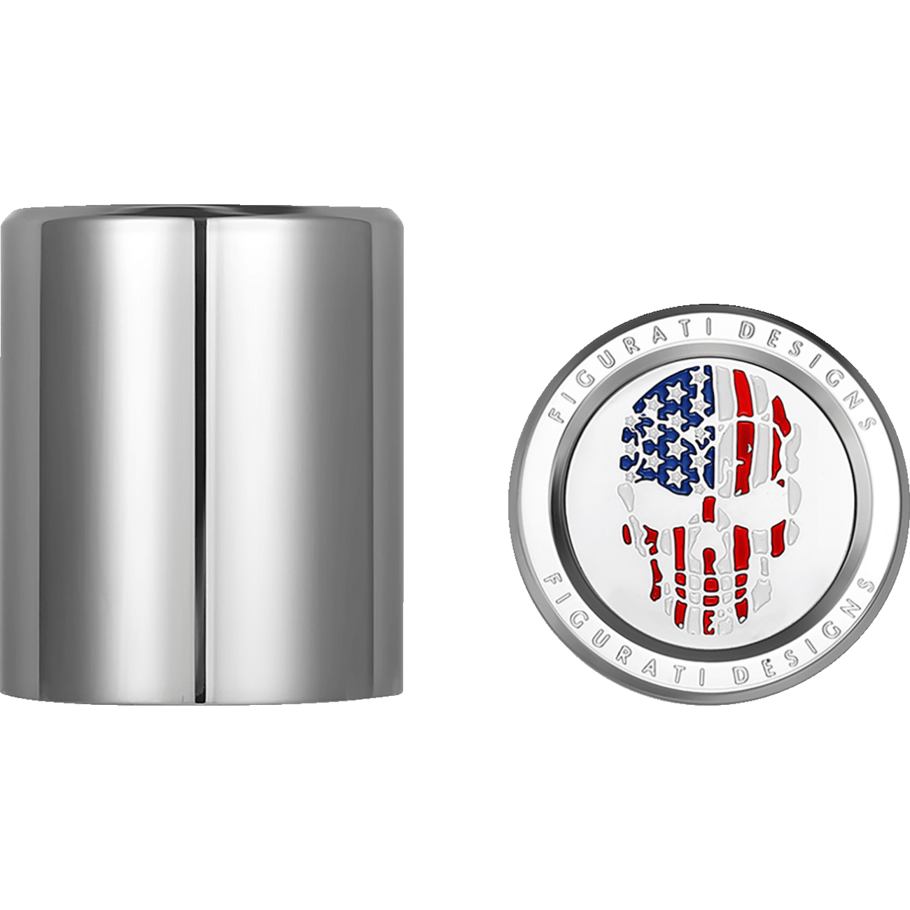 FIGURATI DESIGNS Docking Hardware Covers Red/White/Blue American Flag Skull Stainless Steel FD24DC2730SS