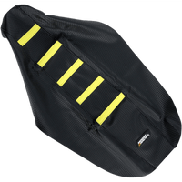 MOOSE RACING Ribbed Seat Cover Black Cover/Yellow Ribs Suzuki