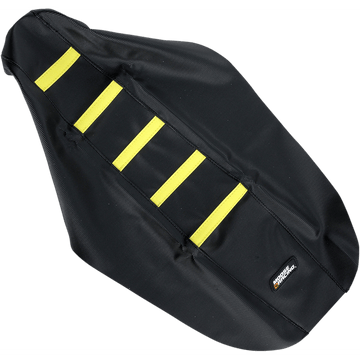 MOOSE RACING Ribbed Seat Cover Black Cover/Yellow Ribs Suzuki