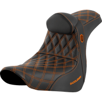 SADDLEMEN Pro Series SDC Performance Seat with Backrest Orange Stitch FL/FX '18-'23 SC81829ORART