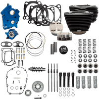 S&S CYCLE 129" Power Package Engine Performance Kit Gear Drive Oil Cooled Non-Highlighted Fins M8