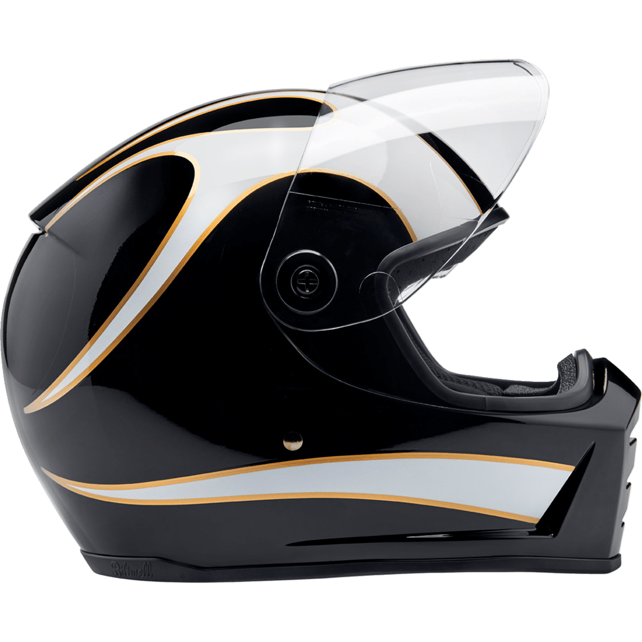 BILTWELL Lane Splitter Helmet Gloss Black/White Flames Small 1004570502