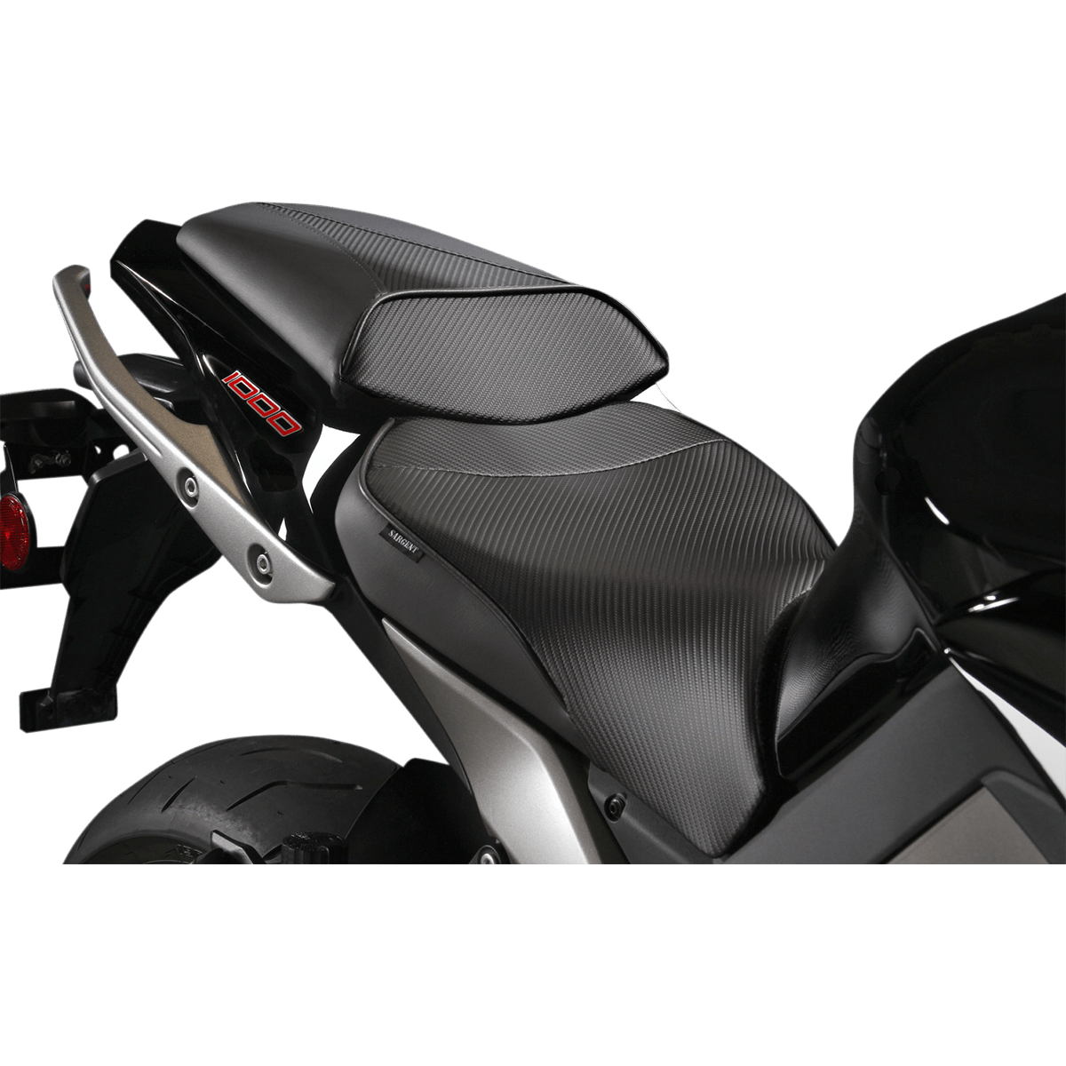 SARGENT World Sport™ Performance Seat Black Carbon FX with Rear Seat Cover Kawasaki '11-'16 WSP615N19