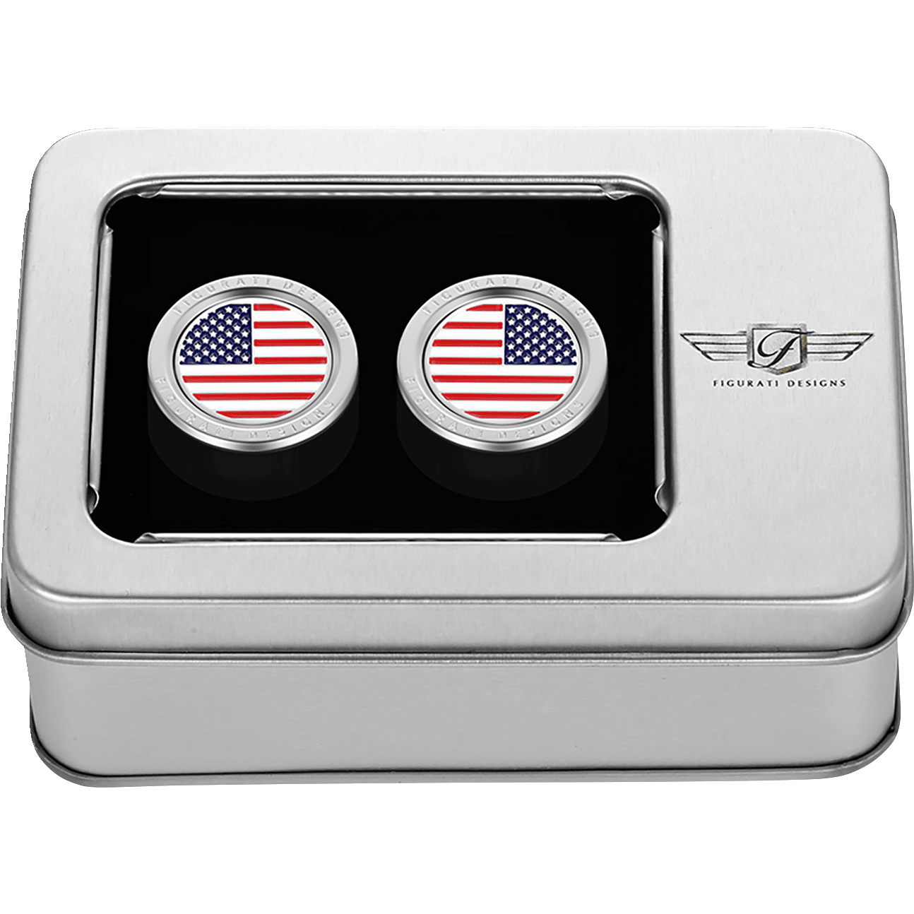 FIGURATI DESIGNS Docking Hardware Covers American Flag Stainless Steel FD20DC2730SS