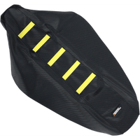 MOOSE RACING Ribbed Seat Cover Black Cover/Yellow Ribs Suzuki