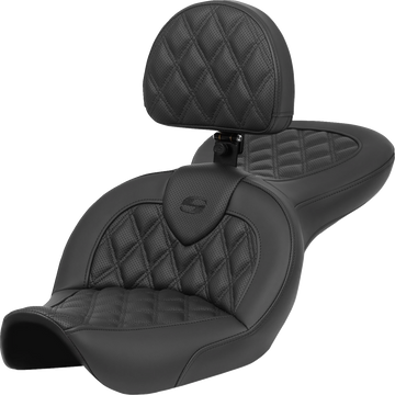 SADDLEMEN Roadsofa™ Seat with Backrest Lattice Stitch FXDWG '96-'23 89605182BR