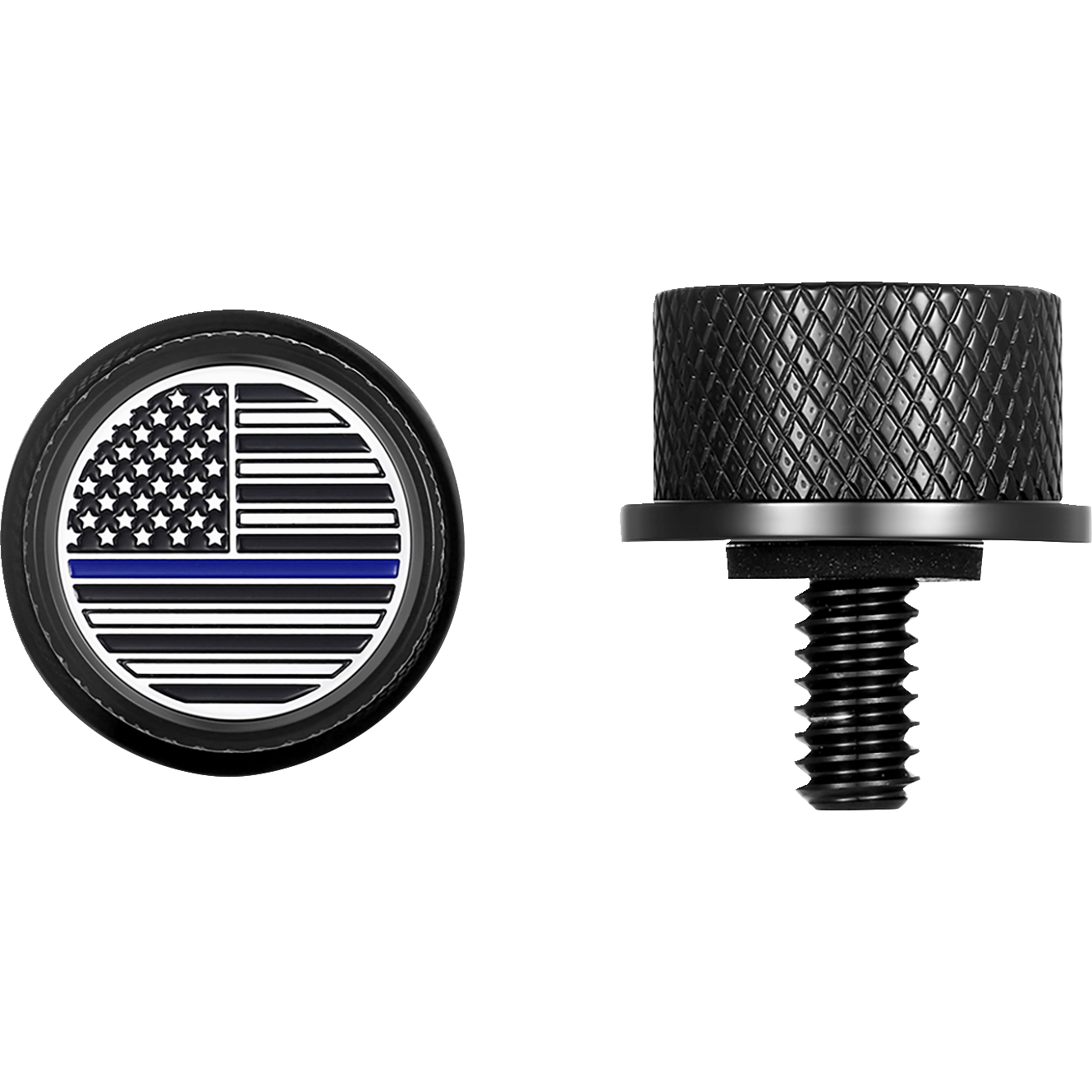 FIGURATI DESIGNS Seat Mounting Knob Black Blue Line American Flag