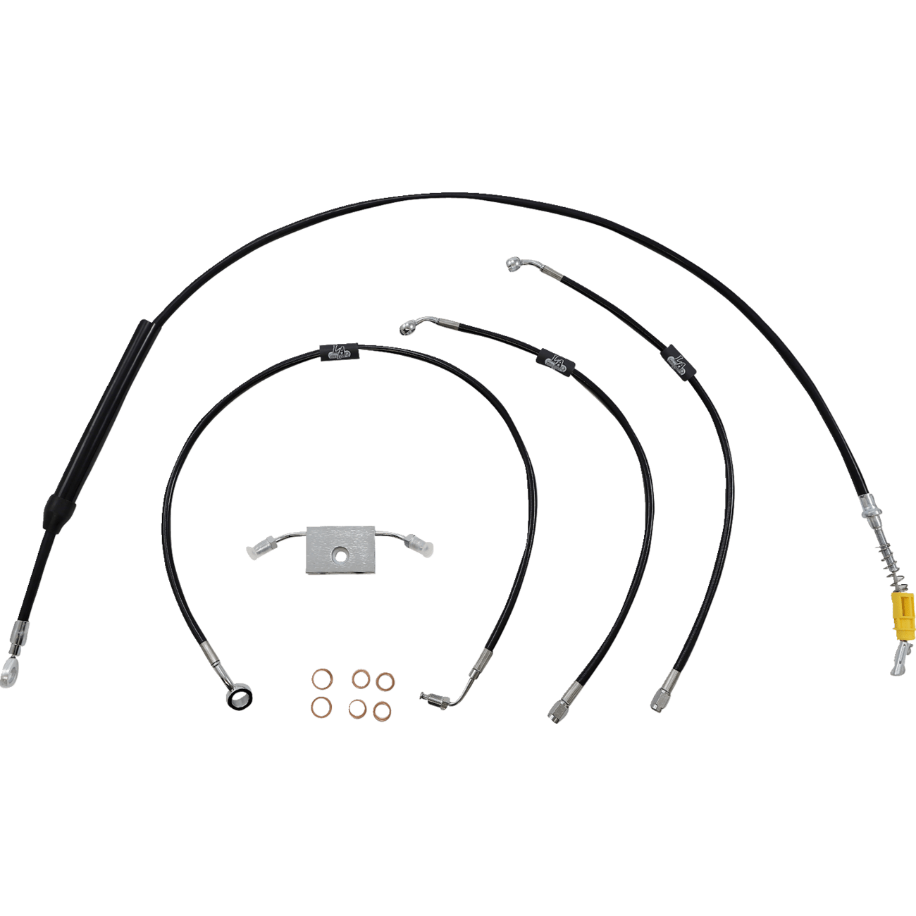 LA CHOPPERS Handlebar Cable/Brake Line Kit Quick Connect 12" 14" Ape Hanger Handlebars Black Vinyl LA8157KT13B