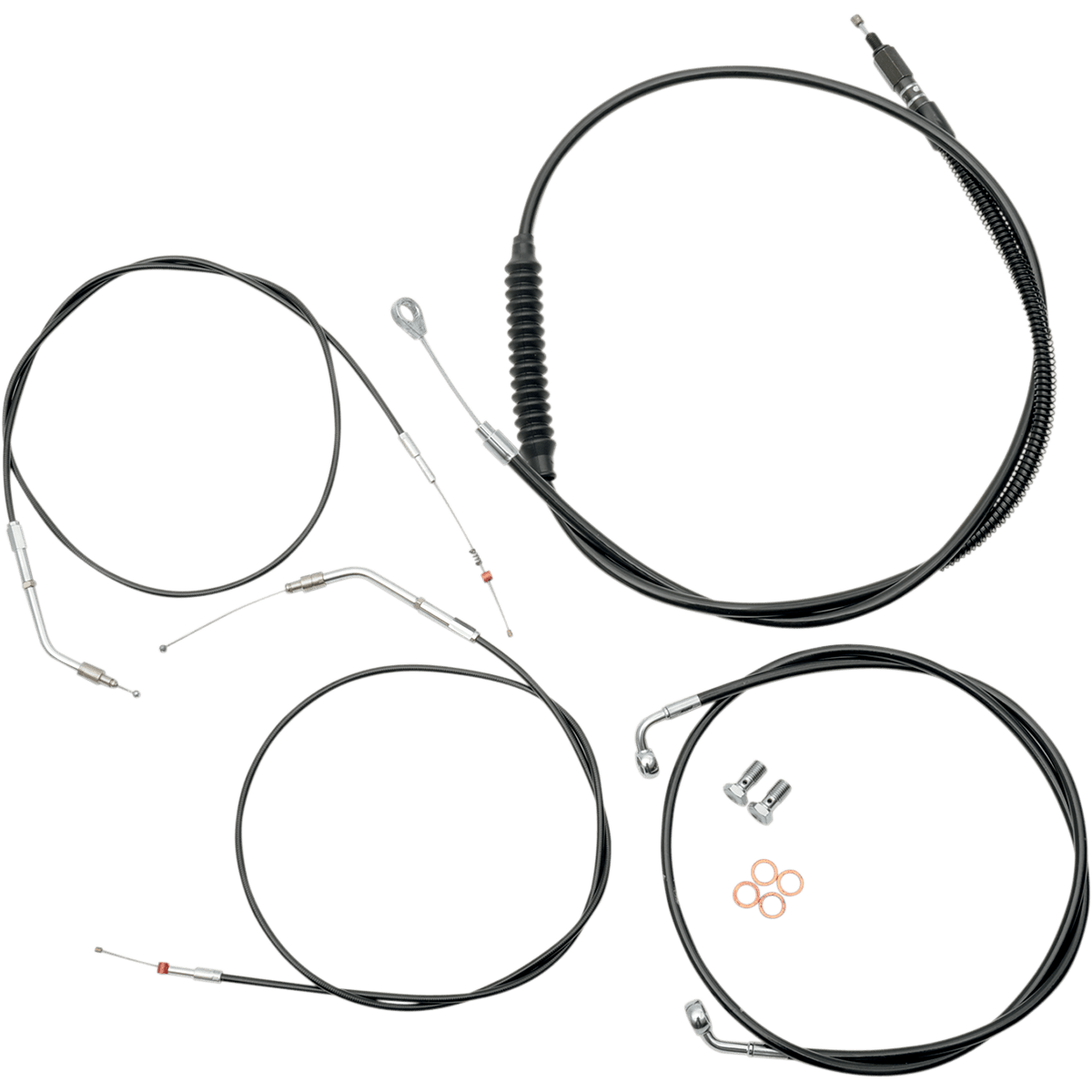 LA CHOPPERS Handlebar Cable/Brake Line Kit 18" 20" Ape Hanger Handlebars Black Vinyl LA8310KT19B