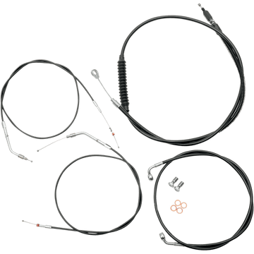 LA CHOPPERS Handlebar Cable/Brake Line Kit 18" 20" Ape Hanger Handlebars Black Vinyl LA8310KT19B