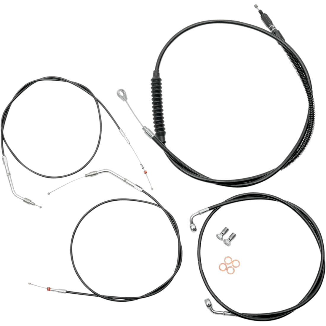 LA CHOPPERS Handlebar Cable/Brake Line Kit 12" 14" Ape Hanger Handlebars Black Vinyl LA8310KT13B