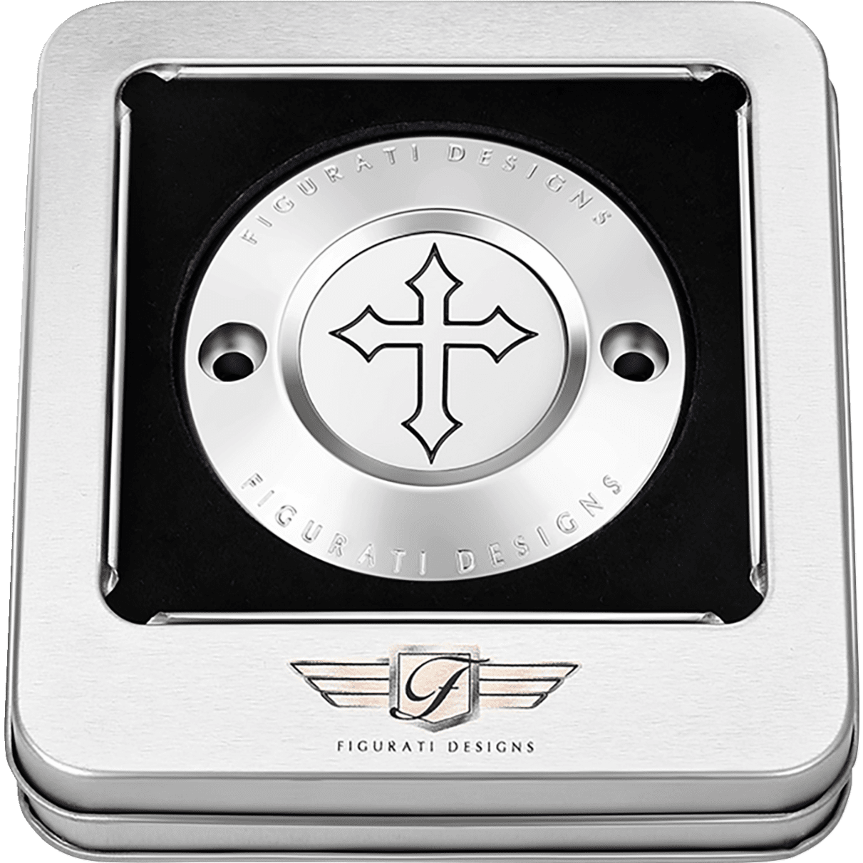 FIGURATI DESIGNS Timing Cover 2 Hole Cross Stainless Steel FD41TC2HSS