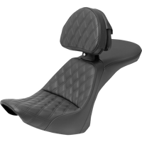 SADDLEMEN Explorer Seat With Backrest Lattice Stitched Black FLSTN 80615030LS