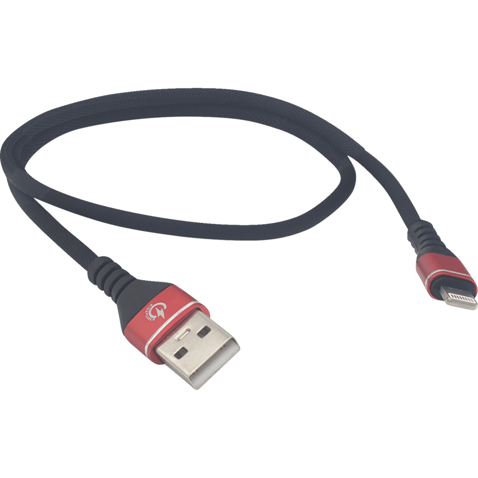 RidePower Male USB to Male Lightning Cable Phone Charger 18" Black/Red