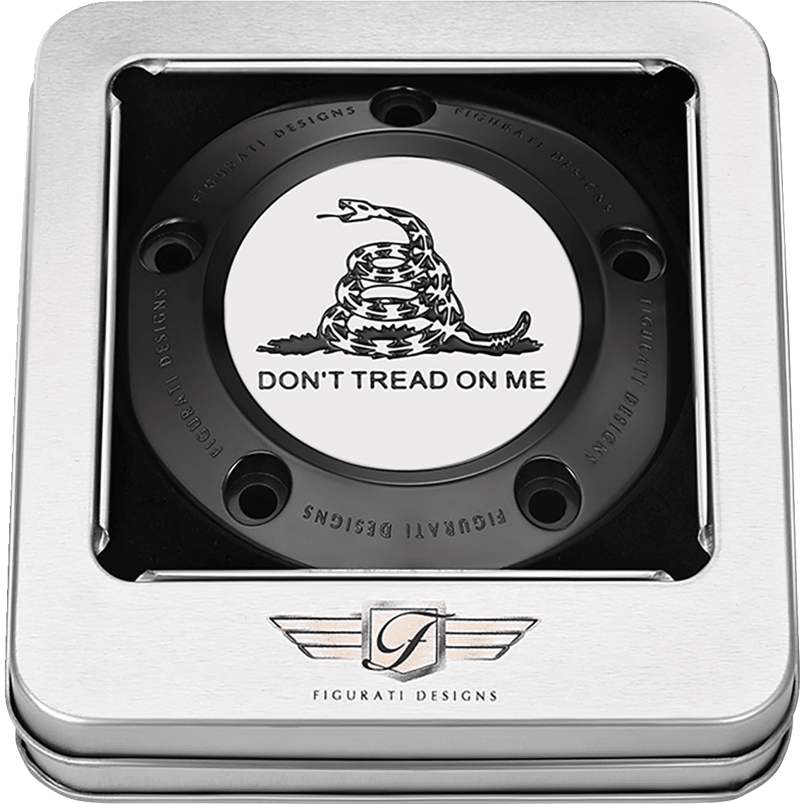 FIGURATI DESIGNS Timing Cover 5 Hole Don't Tread on Me Black FD40TC5HBLK