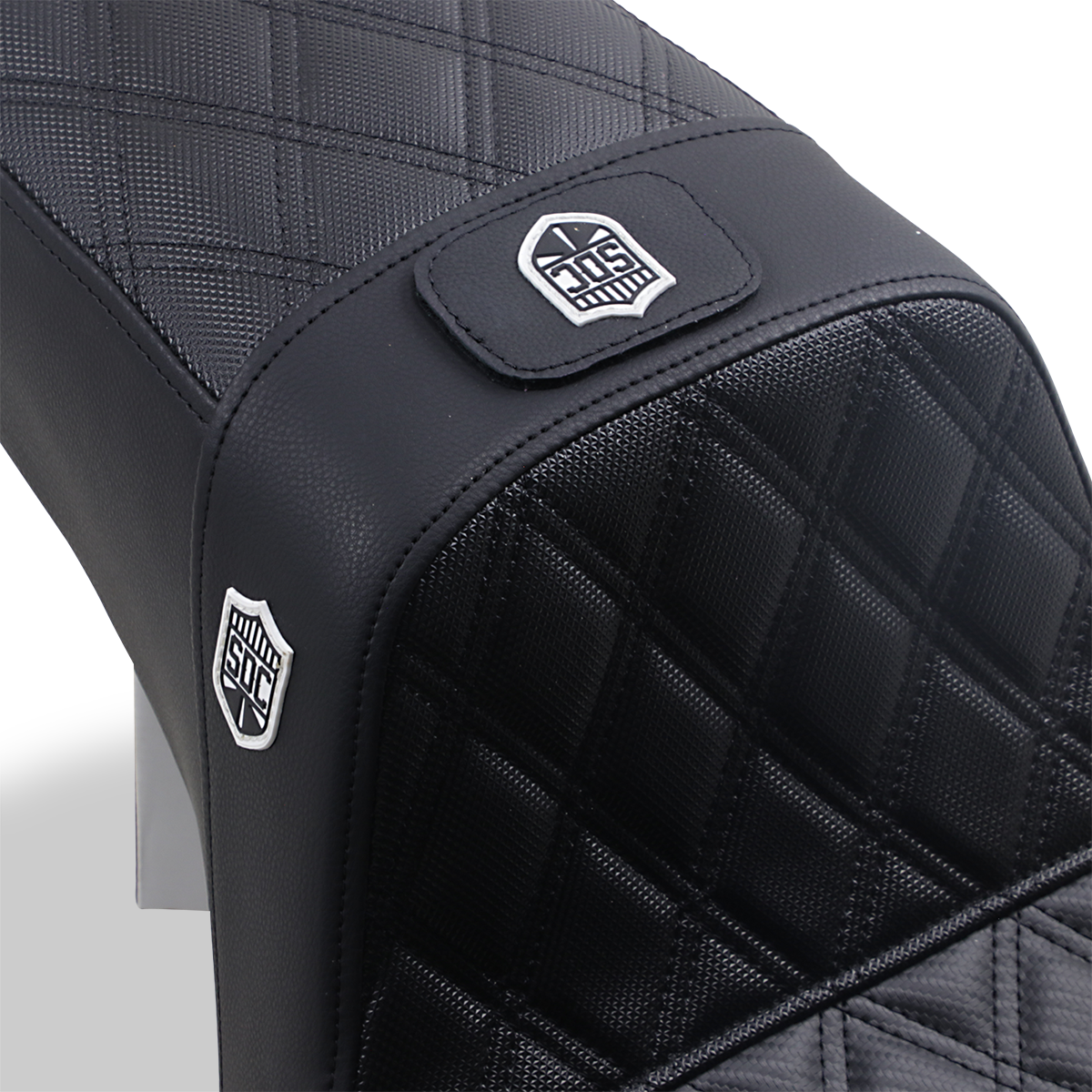 SADDLEMEN Pro Series SDC Performance Seat with Backrest Lattice Stitch/Lumbar Gripper FLD/FXD '06-'17 SC80604DBKRT