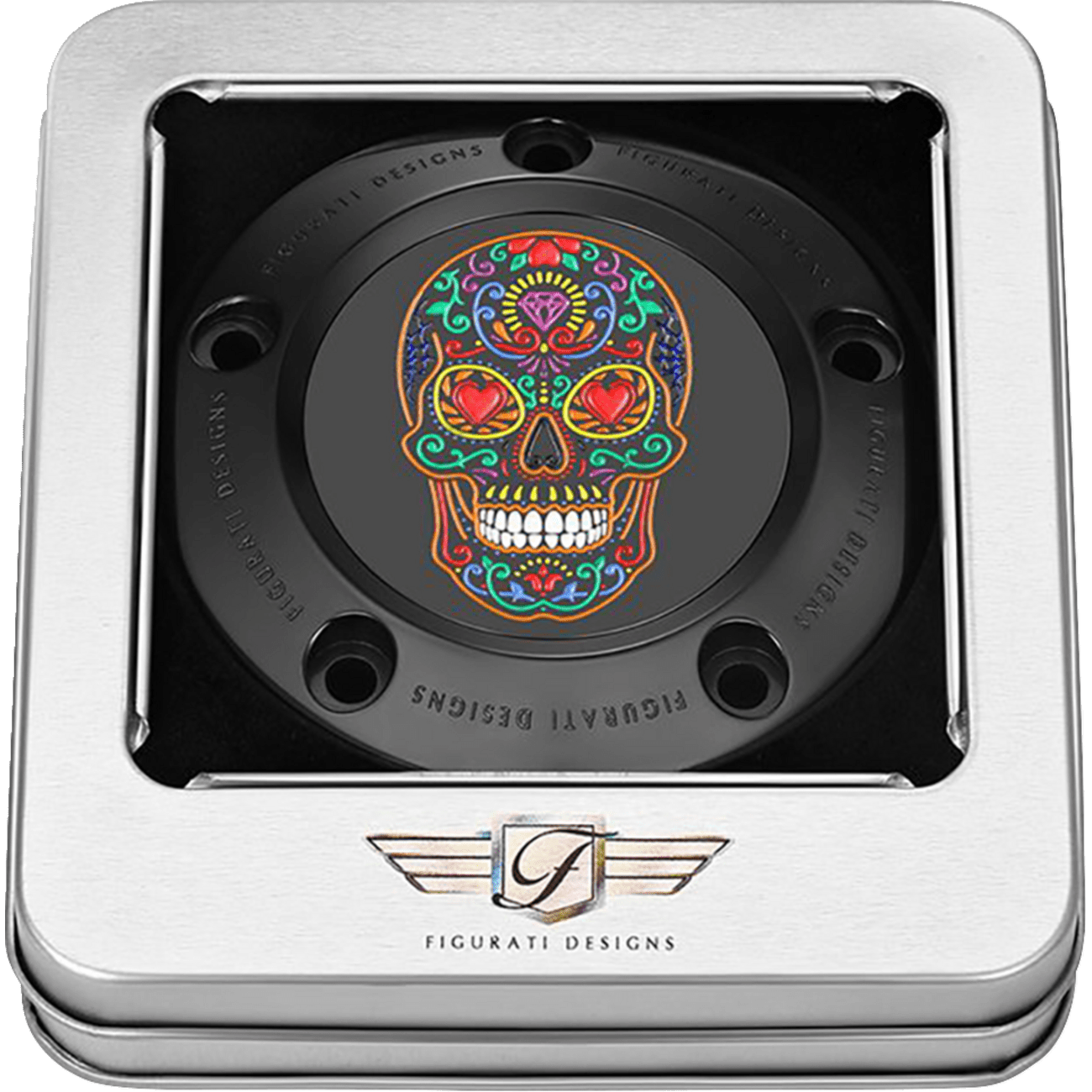 FIGURATI DESIGNS Timing Cover 5 Hole Sugar Skull Black FD30TC5HBLK