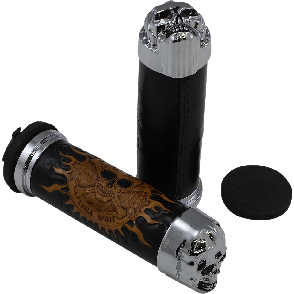 DRAG SPECIALTIES Grips Skull Grips Plain Eyes Chrome