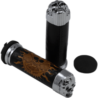 DRAG SPECIALTIES Grips Skull Grips Plain Eyes Chrome