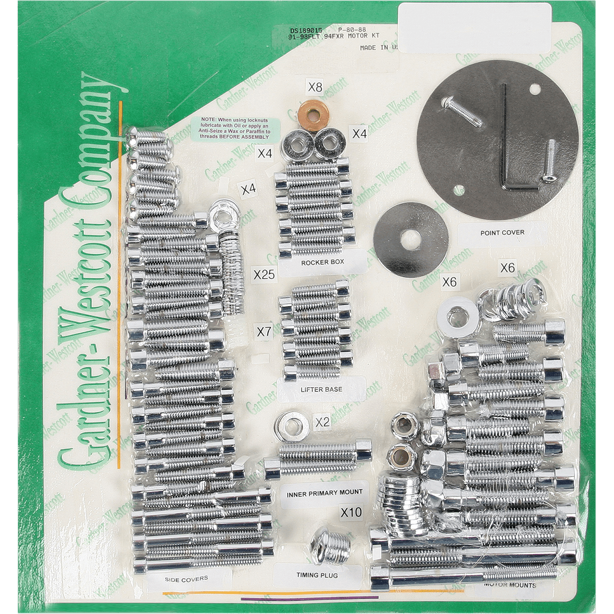 GARDNER-WESTCOTT Bolt Kit Motor Set Socket-Head P8088