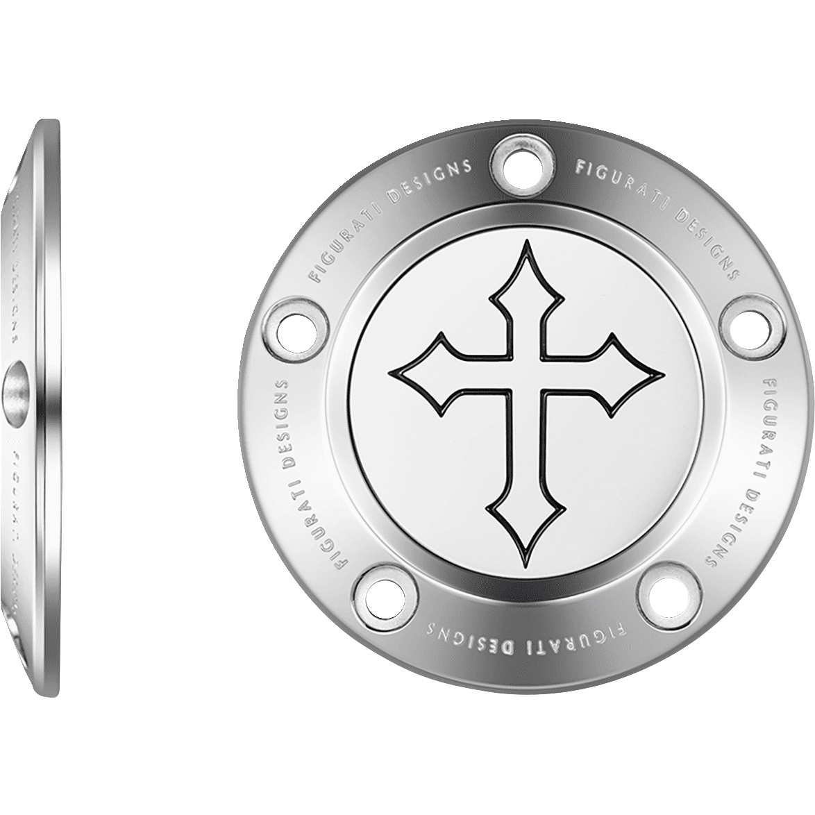 FIGURATI DESIGNS Timing Cover 5 Hole Cross Stainless Steel FD41TC5HSS