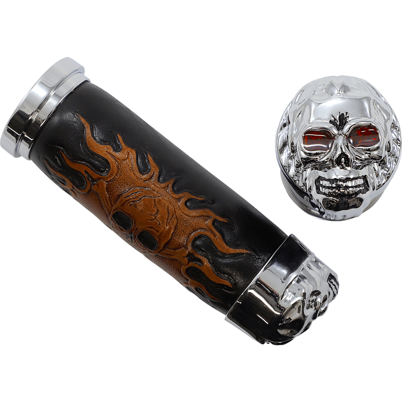 DRAG SPECIALTIES Grips Skull Grips Red Eyes Chrome