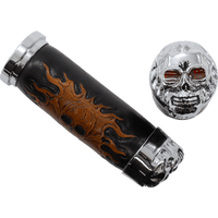 DRAG SPECIALTIES Grips Skull Grips Red Eyes Chrome