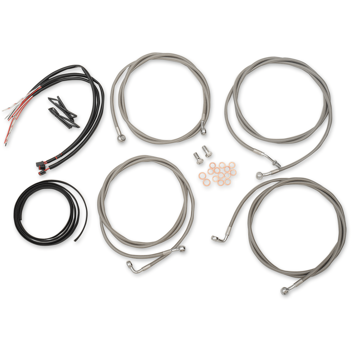 LA CHOPPERS Handlebar Cable/Brake Line Kit Complete Mini Handlebars Stainless LA8054KT208