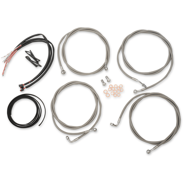 LA CHOPPERS Handlebar Cable/Brake Line Kit Complete Mini Handlebars Stainless LA8054KT208