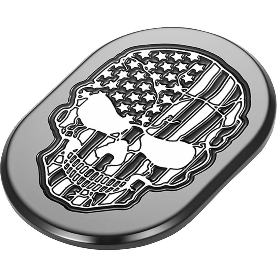 FIGURATI DESIGNS Antenna Cover Left Rear Fender Contrast Cut American Flag Skull Black