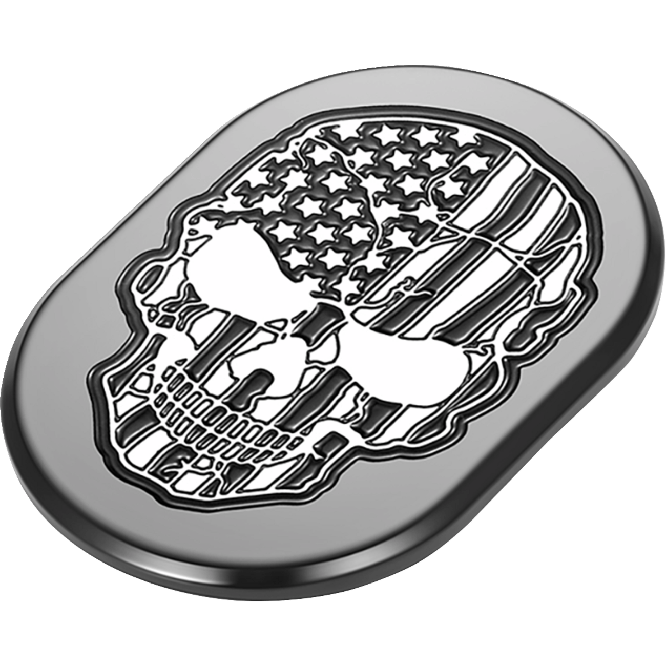 FIGURATI DESIGNS Antenna Cover Left Rear Fender Contrast Cut American Flag Skull Black