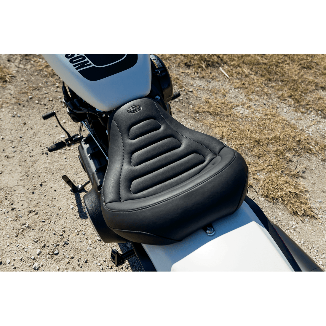 MUSTANG Max Profile Solo Touring Seat without Driver Backrest Black Trapezoid Stitch FXFB/FXFBS 75887