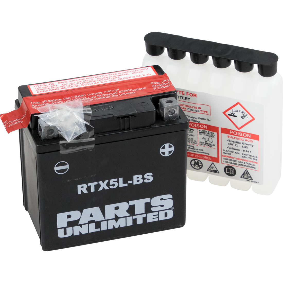 PARTS UNLIMITED AGM Battery RTX5L-BS .24 L