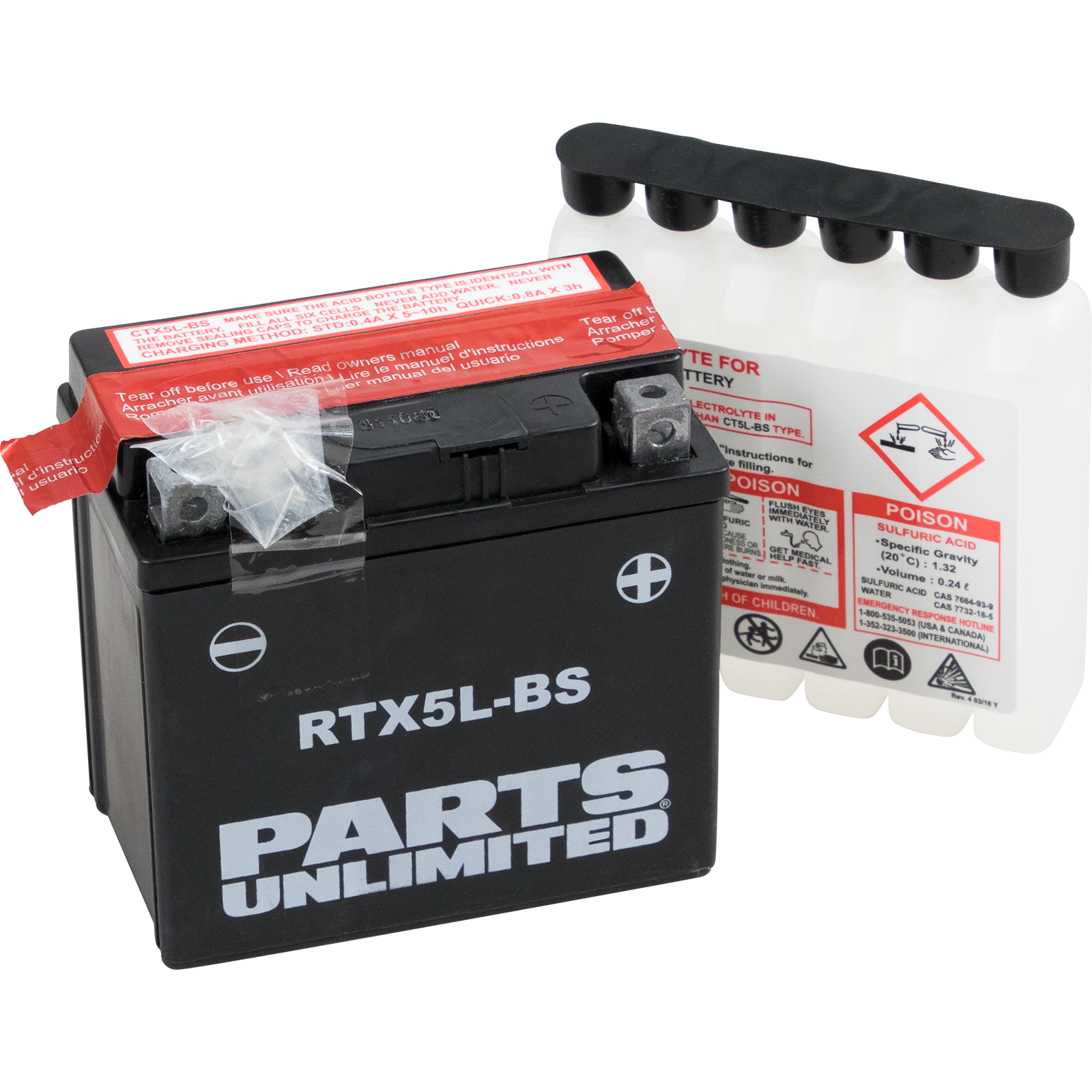 PARTS UNLIMITED AGM Battery RTX5L-BS .24 L