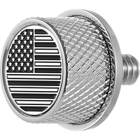 FIGURATI DESIGNS Seat Mounting Knob Stainles Steel Black/White American Flag Contrast Cut