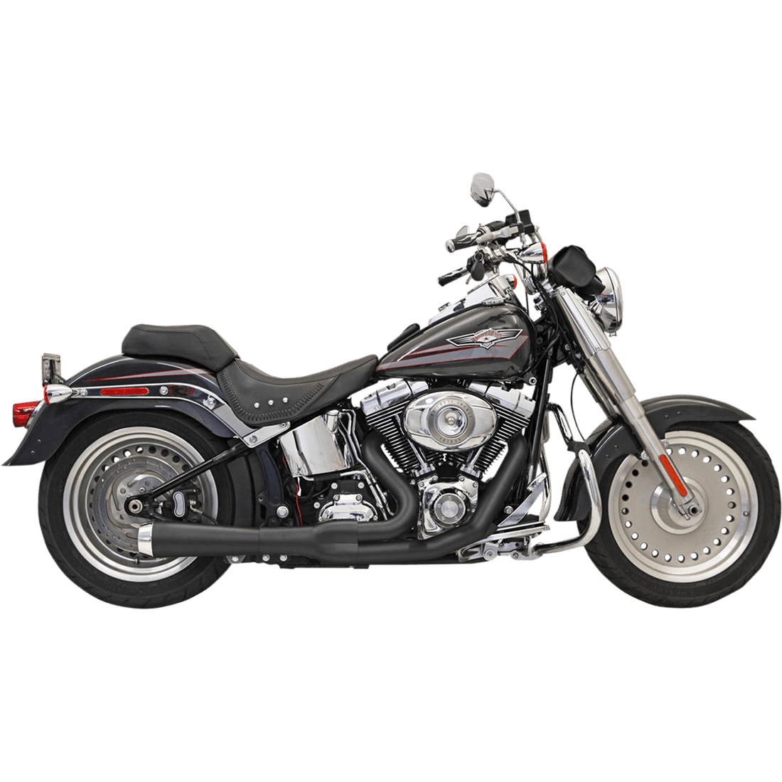 BASSANI XHAUST 2:1 Exhaust Black Short Softail 12122J