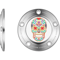 FIGURATI DESIGNS Timing Cover 5 Hole Sugar Skull Mirror Polished Stainless Steel FD30TC5HSS