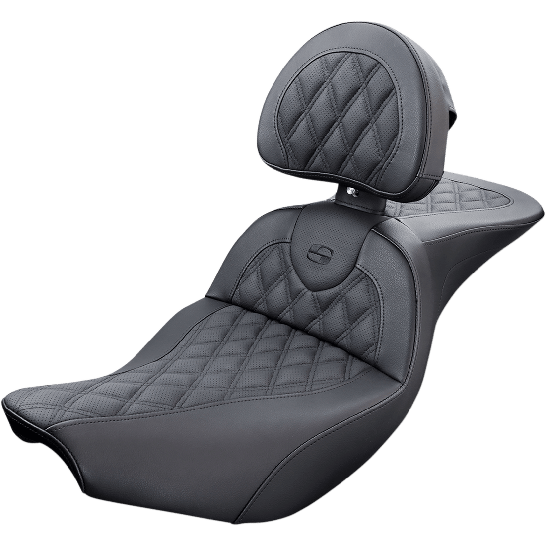 SADDLEMEN Roadsofa™ Seat with Backrest Lattice Stitch Black Indian '14-'23 I1407182BR