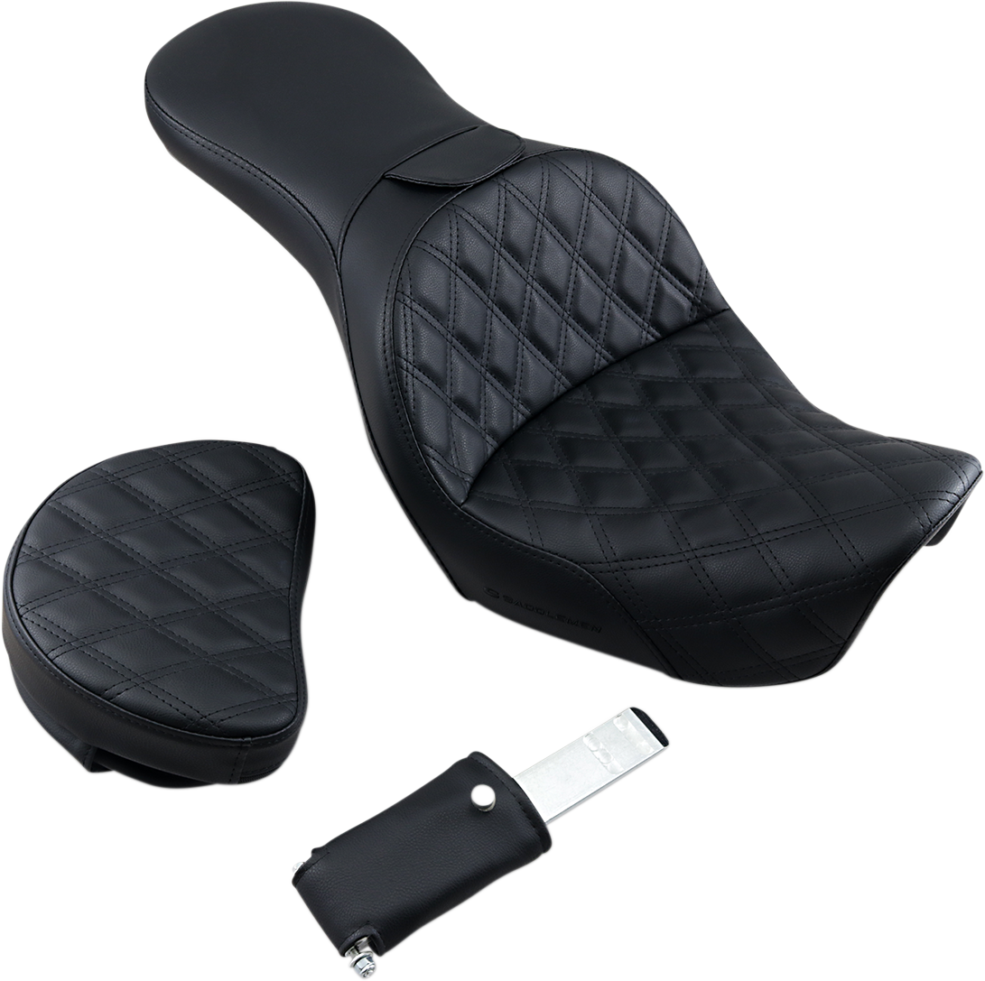 SADDLEMEN Explorer Seat With Backrest Lattice Stitched Black FXD 80604030LS