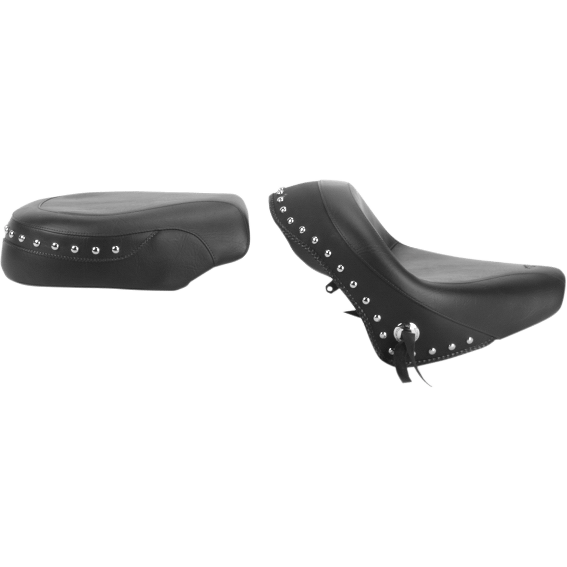 MUSTANG Seat Wide Touring Without Backrest Two-Piece Chrome Studded Black w/Conchos VTX1300 75906