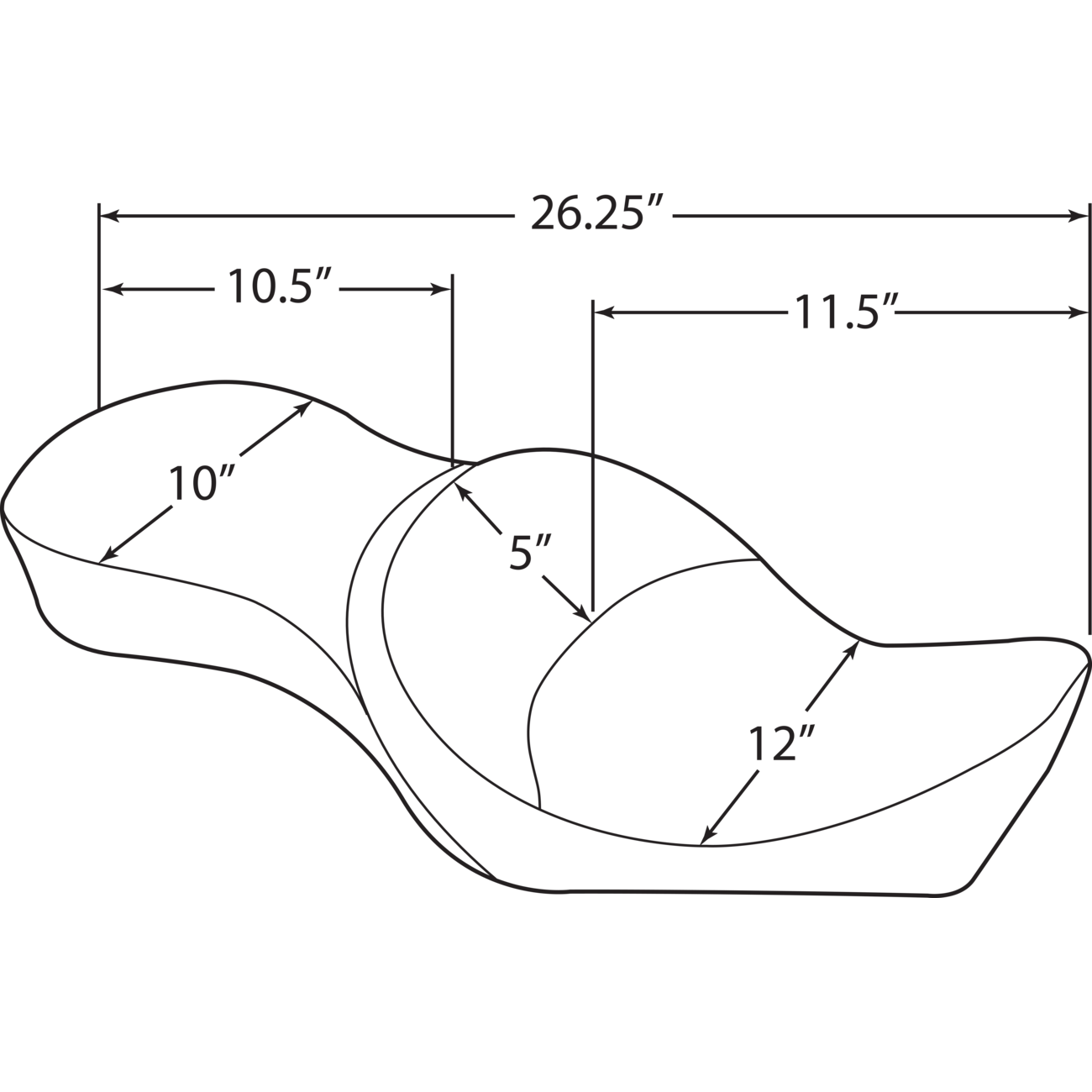 DRAG SPECIALTIES Double Bucket Seat Mild Stitch XL '10-'22