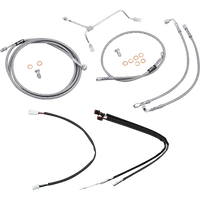 BURLY BRAND Handlebar Cable/Brake Line Kit Complete 14" Ape Hanger Handlebars Stainless Steel