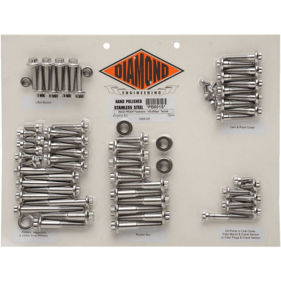 DIAMOND ENGINEERING Fastener Kit Engine/Rocker Box 12-Point Flange FXD PB601S