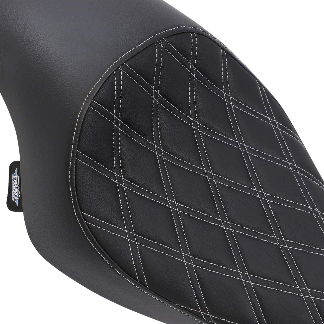 DRAG SPECIALTIES 3/4 Solo Seat Double Diamond Black w/ Silver Stitching XL '04-'22