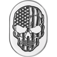 FIGURATI DESIGNS Antenna Cover Right Rear Fender Contrast Cut American Flag Skull Chrome