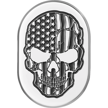 FIGURATI DESIGNS Antenna Cover Right Rear Fender Contrast Cut American Flag Skull Chrome