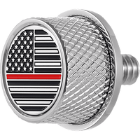 FIGURATI DESIGNS Seat Mounting Knob Stainless Steel Red Line American Flag