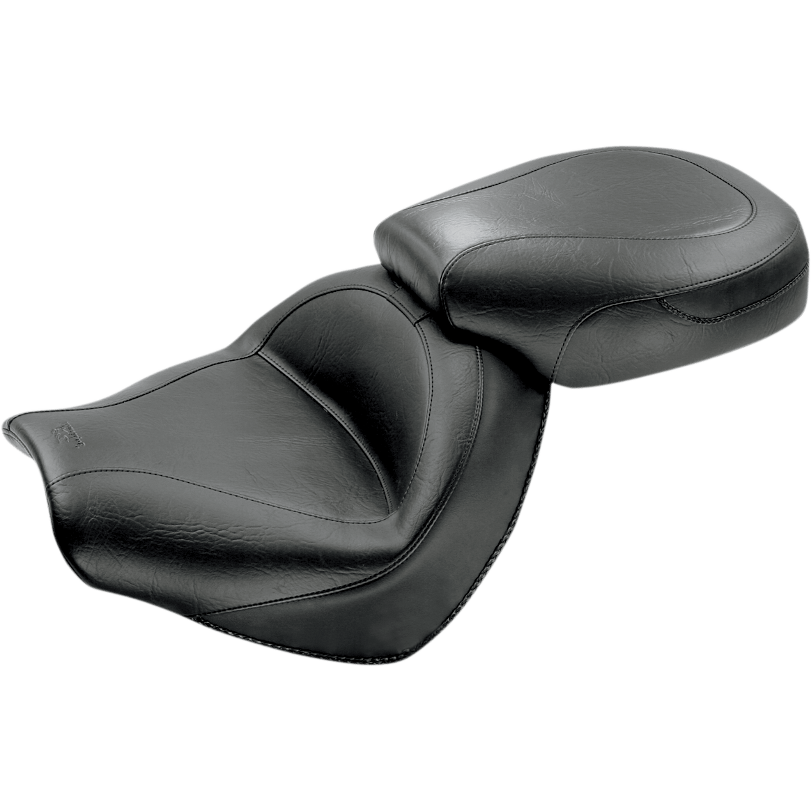 MUSTANG Seat Vintage Wide Touring Without Driver Backrest Two-Piece Smooth Black 76191