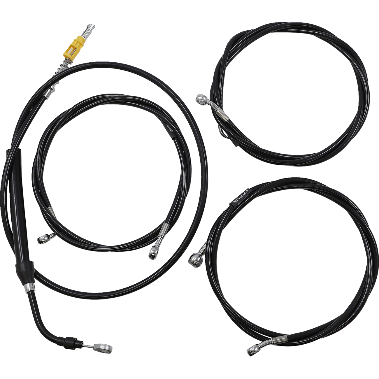 LA CHOPPERS Handlebar Cable/Brake Line Kit Complete 12" 14" Handlebars Black Vinyl LA8056KT213B